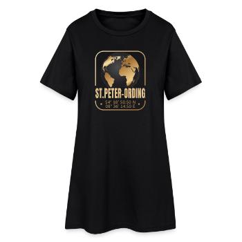 St.Peter-Ording - Frauen T-Shirt-Kleid - Schwarz - Vorne