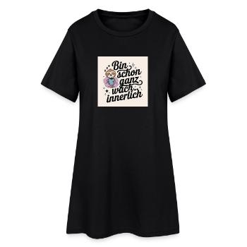 Müder Faultier mit Kaffeetasse - Frauen T-Shirt-Kleid - Schwarz - Vorne