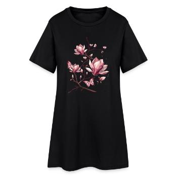 Magnolias et papillons – une beauté délicate - Robe T-shirt Femme - noir - Devant