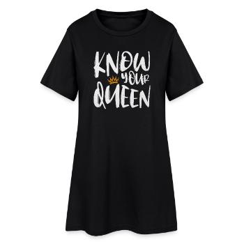 Know Your Queen - Frauen T-Shirt-Kleid - Schwarz - Vorne