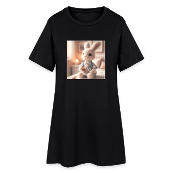 Mignon lapin docteur en vêtements chirurgicaux - Robe T-shirt Femme - noir - Devant