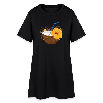 Cocktail exotique à la noix de et à l’hibiscus - Robe T-shirt Femme - noir - Devant