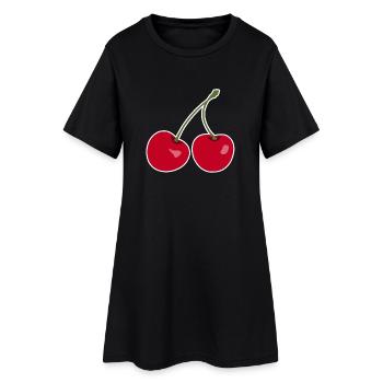 Cerise, Cerisier rouge - Robe T-shirt Femme - noir - Devant