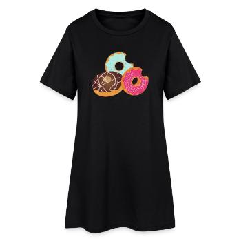 Beignets avec bouchée – Trio sucré avec glaçage et pépites - Robe T-shirt Femme - noir - Devant