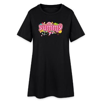 Yummy – candy-colored typography for those with a sweet tooth - Women’s T-Shirt Dress - black - Front