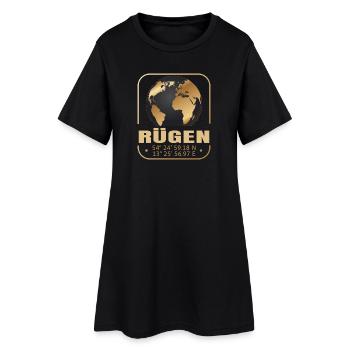 Rügen - Frauen T-Shirt-Kleid - Schwarz - Vorne
