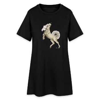 Licorne avec queue et crinière en pissenlit - Robe T-shirt Femme - noir - Devant