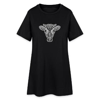 Motif d’ornement de tête de vache - Robe T-shirt Femme - noir - Devant