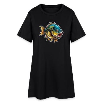Poisson Saumon Mer Lac Océan Pêcheur Cadeau de pêche - Robe T-shirt Femme - noir - Devant