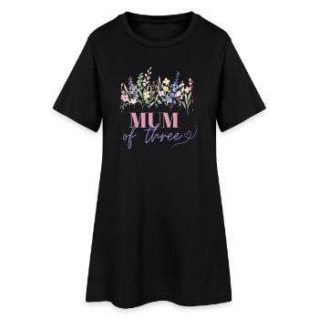 Mum of three - Frauen T-Shirt-Kleid - Schwarz - Vorne