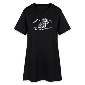 Rasende Motorrad Silhouette - Frauen T-Shirt-Kleid - Schwarz - Vorne
