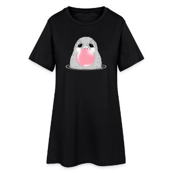 Sceau avec chewing-gum – Motif animalier amusant - Robe T-shirt Femme - noir - Devant