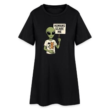 Alien Extraterrestre avec de l’humour - Les humains me font peur - Robe T-shirt Femme - noir - Devant