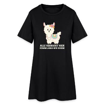 Alle verrückt hier, komm Lama wir gehen - Frauen T-Shirt-Kleid - Schwarz - Vorne