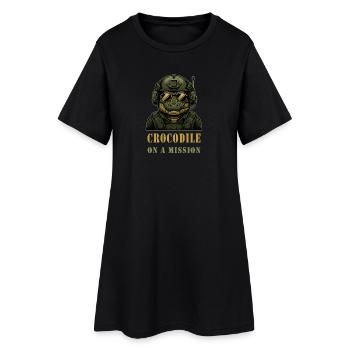 Krokodil in Mission - Frauen T-Shirt-Kleid - Schwarz - Vorne