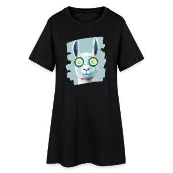 Masque de soin auto-soin Llama Alpaga Beauty - Robe T-shirt Femme - noir - Devant