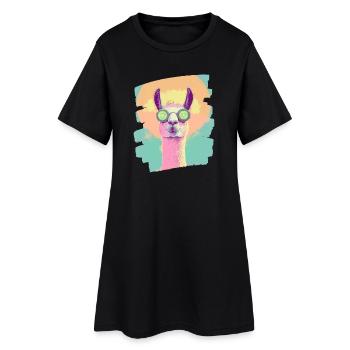 Masque de soin auto-soin Llama Alpaga Beauty - Robe T-shirt Femme - noir - Devant