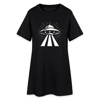 Minimaliste OVNI Alien soucoupe volante Sil - Robe T-shirt Femme - noir - Devant