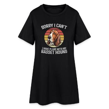 Basset Hound Entschuldigung Grafik T-Shirt - Frauen T-Shirt-Kleid - Schwarz - Vorne
