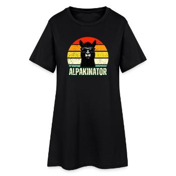 Alpaca Llama Alpakinator Lunettes de soleil rétro drôle - Robe T-shirt Femme - noir - Devant
