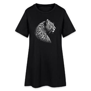Léopard dans le style tribal pour les amoureux des animaux - Robe T-shirt Femme - noir - Devant
