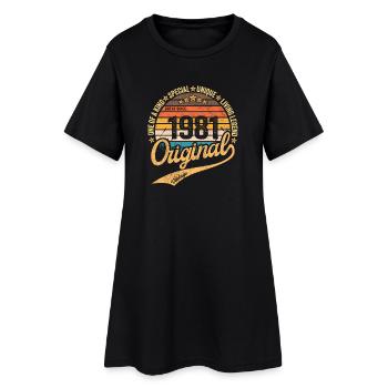 Retro Vintage geboren im Jahr 1981 Jahrgang 1981 - Frauen T-Shirt-Kleid - Schwarz - Vorne