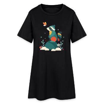 raton laveur et papillon mignon motif animal des bois - Robe T-shirt Femme - noir - Devant