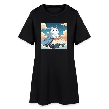 Chaton Fuji - Robe T-shirt Femme - noir - Devant