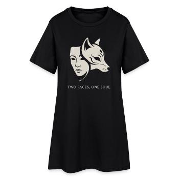 Double masque : Humain et Animal - Deux visages, une âme - Robe T-shirt Femme - noir - Devant