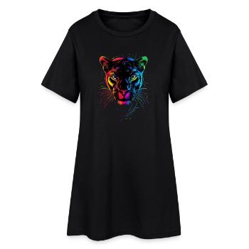 Panthère Léopard Grand Chat Mignon Gros Chat Panter - Robe T-shirt Femme - noir - Devant