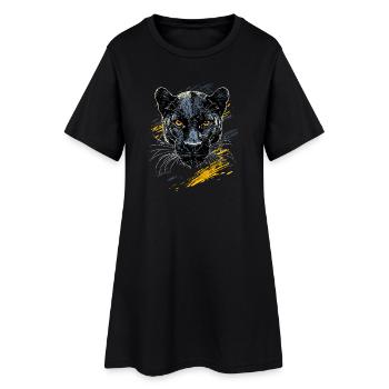 Panthère Léopard Grand Chat Mignon Gros Chat Panter - Robe T-shirt Femme - noir - Devant