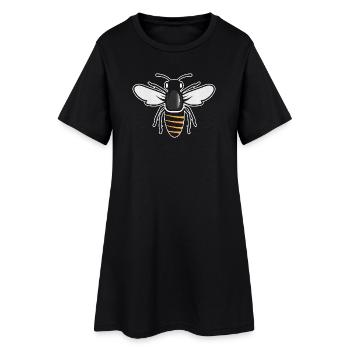 Stilisierte Biene - Insektenmotiv im Patch-Stil - Frauen T-Shirt-Kleid - Schwarz - Vorne