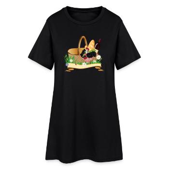 Panier de pique-rempli – motif plaisir estival - Robe T-shirt Femme - noir - Devant