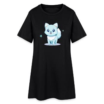 Adorable chien spitz bleu au regard joyeux - Robe T-shirt Femme - noir - Devant