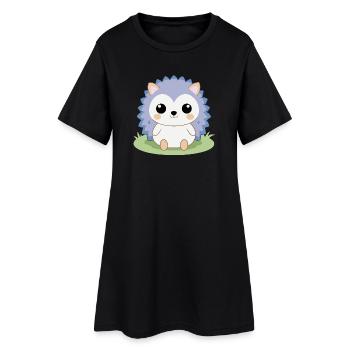 Bébé hérisson assis dans le jardin - Robe T-shirt Femme - noir - Devant