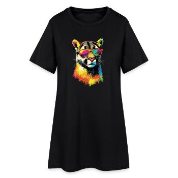 Panthère léopard gros chat mignon gros chat chats - Robe T-shirt Femme - noir - Devant