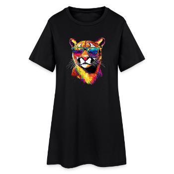 Panthère léopard gros chat mignon gros chat chats - Robe T-shirt Femme - noir - Devant