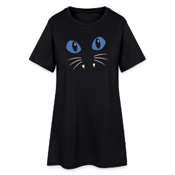 Blue-Eyed Cat - Women’s T-Shirt Dress - black - Front