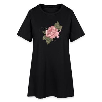 Rose vintage nostalgique avec des éléments de graffiti - Robe T-shirt Femme - noir - Devant
