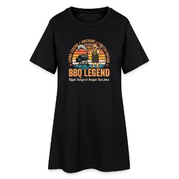 Rétro BBQ Légende Drôle Grill Père Fête des Pères - Robe T-shirt Femme - noir - Devant