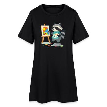 Raton laveur créatif pour les amateurs d’art, petits et grands - Robe T-shirt Femme - noir - Devant