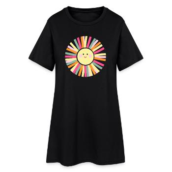 Sunshine puts you in a good mood, colorful sun - Women’s T-Shirt Dress - black - Front