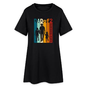 Papa & Töchter Geschenk Vintage Design Vatertag - Frauen T-Shirt-Kleid - Schwarz - Vorne