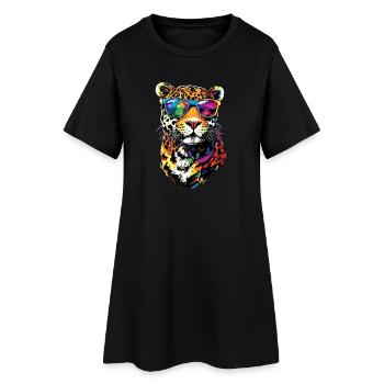 Jaguar Grand Chat Panthère Chat Sauvage Mignon Jaguar - Robe T-shirt Femme - noir - Devant