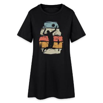 retro Volleyball Spieler - Ball Angriff scratch - Frauen T-Shirt-Kleid - Schwarz - Vorne