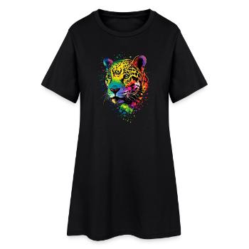 Jaguar Grand Chat Panthère Chat Sauvage Mignon Jaguar - Robe T-shirt Femme - noir - Devant