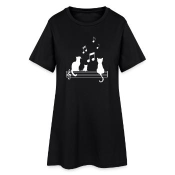 T Shirt Chat drôle Note Musique Partition - Robe T-shirt Femme - noir - Devant
