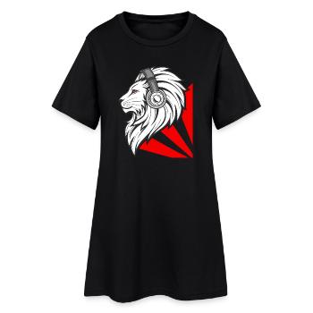 Lion élégant avec des écouteurs - Robe T-shirt Femme - noir - Devant
