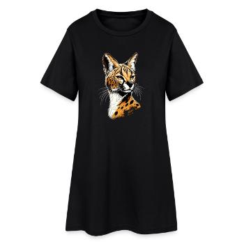 Serval Raubkatze Afrika Savannah Leopard Katzen - Frauen T-Shirt-Kleid - Schwarz - Vorne