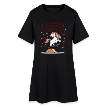 Planche à roulettes Licorne - Robe T-shirt Femme - noir - Devant